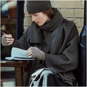 ZARA CROP KNIT COAT WITH ASYMMETRICAL SCARF